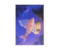 Fantasy Koi Fish Night Garden Bandiera verticale double face casa bandiera festival vacanza decorazione per prato esterno 30,5 x 45,7 cm