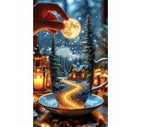Fantasy Landscape Mug Diamond Art Kits,5D Diamond Painting Kits for Adults,DIY Full Round Drill diamond painting kits for Beginners Rhinestone Embroidery Picture Art For Home Decor 80x170 cm
