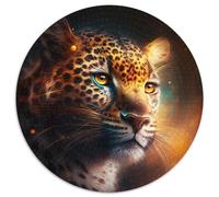Fantasy-Leoparden-Puzzles für Erwachsene, 1000 runde Papppuzzles, anspruchsvolles DIY-Denkspiel, interaktive Familienaktivität, 1000 Teile (67,5x67,5cm)
