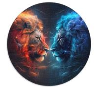 Fantasy-Löwen-Puzzle, 1000 Teile, für Erwachsene, rund, aus Pappe, Heimdekoration und interaktives Familienspiel, ideales Geschenk, 1000 Teile (67,5x67,5cm)