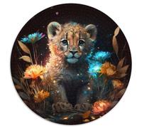 Fantasy-Löwen-Puzzles für Erwachsene, 1000 runde Papppuzzles, anspruchsvolles DIY-Denkspiel, interaktive Familienaktivität, 1000 Teile (67,5x67,5cm)