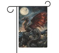Fantasy Majestic Dragon on Rocky Hillside Bandiera da giardino Stagionale Vacanze in iuta Double Face Casa Yard Bandiere esterne 30,5 x 45,7 cm
