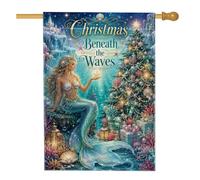 Fantasy Mermaid Underwater Christmas Theme House Flag 71 x 101 cm