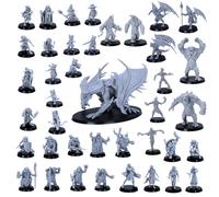 Fantasy Miniatures Set - 40 DnD miniature 28-32 mm | Pacchetto mostro ed eroe | Compatibile con Dungeons & Dragons | Miniature epiche con licenza