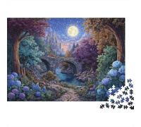 Fantasy Moonlit Bridge Colourful Moonlit Fantasy Forest 1000 Pieces Jigsaws Adults And Children Fun Activity for Rainy Days 52x38cm/1000pcs