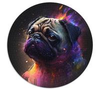 Fantasy-Mops-Puzzle, 1000 Teile, rund, Papierpuzzle, DIY, Heimdekoration, Denksportspiel für Teenager, 1000 Teile (67,5x67,5cm)