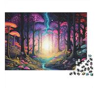 Fantasy Mushroom Forest 100% Recycled Cardboard Enchanted Glowing Woods 1000 Piece Jigsaw for Adults Unique Beautiful Decoration Puzzle 52x38cm/1000pcs
