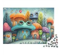 Fantasy Mushroom Village 1000 Pezzi Puzzle Difficile per Adulti Cartoon Mushroom Houses Creatures Premium Spesso Robusto Alta Qualità Vivido Impegnativo Rilassante 70x50cm/1000 Pezzi