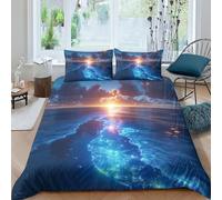 Fantasy oceano 3 Pezzi Copripiumino Set Copripiumino 3D Stampa Digitale E Federe Con Cerniera Set Di Biancheria Da Letto Microfibra Morbido Per Bambini Double（200x200cm）