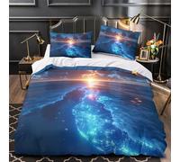 Fantasy oceano Set Copripiumino 3D Stampa Digitale 3 Pezzi Copripiumino Con Cerniera E Federe Set Di Biancheria Da Letto Microfibra Morbido Per Bambini Single（140x200cm）