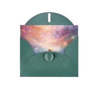 Fantasy Paradise Space - Biglietto di auguri orizzontale, con busta a forma di cuore verde scuro e per scrivere vari auguri di festa