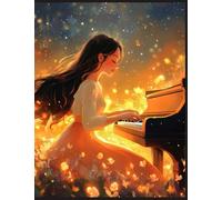 Fantasy Piano Player College Notebook, School NoteBook, Office Note-Taking: 110 pages, 7.44x9.69 Inches. Softcover collage notebook, lined notebook ... notebook, kids and student notebook etc