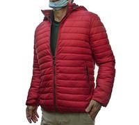 Fantasy Piumino Ecologico Giacca Leggera Cappuccio 100 grammi Uomo (Rosso, L 48 IT Uomo)
