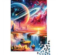 Fantasy Planet Landscape Recycled Cardboard Sheets Fantasy Waterfall Landscape Jigsaw Set Adults Decompression Educational Game Wall Decoration Gifts Best Gift Anxiety Relief 38x26cm 1000 pcs