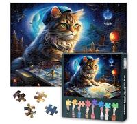 Fantasy Puzzles, Un gatto che è un astronomo e un geologo puzzle per adulti 1000 pezzi, impossibili giochi di puzzle difficili per adulti, 50x70 cm
