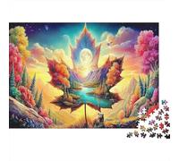 Fantasy Rainbow Train 1000 Piece Puzzle, Landscape Art Print, Educational Toy, Creative Gift for Men Women
