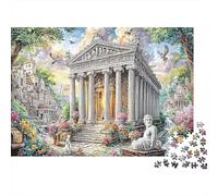 Fantasy Rose Garden Scene Sturdy Paper Parthenon in Ancient Gr antasy City Jigsaw Puzzle Stress Relief Birthday Gift 52x38cm/1000pcs