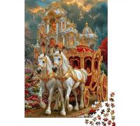 Fantasy Royal Carriage Recycled Cardboard Golden Carriage with Horses Jigsaw for Adults Educational Decompression Game Wall Decoration Gifts Adults 52x38cm 1000 pcs