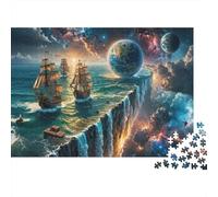 Fantasy Sea Adventure 1000 Pezzi Puzzle per Adulti Ships Ocean Cliff Earth Space Premium Spesso Robusto Alta Qualità Vivido Impegnativo Duro Rilassante Regalo 70x50cm/1000 Pezzi
