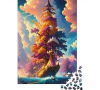 Fantasy Ship Sails Sky Recycled Cardboard Material Colourful Ghost Ship Jigsaw Set for Adults Educational Decompression Game for Wall Decoration and Gifts Great Gift for Women and Men 38x26cm