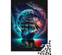 Fantasy Ship Space Voyage Recycled Cardboard Sheets Swirling Ghost Ship Jigsaws for Adults, Relaxing Stress Relief, For Wall Decoration & Gifts, Best Gift for Puzzle Lovers 38x26cm/1000pcs