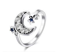 Fantasy Star Moon Series Anello Blu Star Moon Anello aperto Anello regolabile per le donne Gioielli raffinati San Valentino Semplice e facile da usare Manico comodo