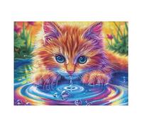 Fantasy Starry Cat Rompicapo 500 Pezzi Per Nonni E Nipoti Kitten Ripple Glow Cartone Rigido Esercizio Mentale Per Serate in Famiglia Da Passatempo Con Poster Incluso 500 PCS