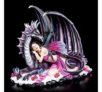 Fantasy Statuetta Elfo - Soraya che Dorme su Drago Figura Decorativa, Dipinto a Mano, Ali da Infilare