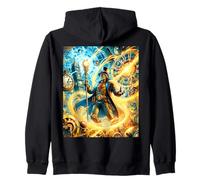 Fantasy Steampunk Mago del Tempo Felpa con Cappuccio