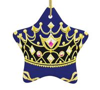 Fantasy Tiara Natale in ceramica a forma di stella, tutti con fori perforati e corde metalliche dorate per appenderlo facilmente