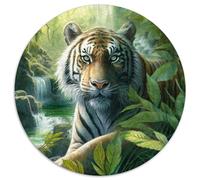 Fantasy Tiger 1000-teiliges Puzzle für Erwachsene, rundes Puzzle, ideales Geschenk für Familie und Freunde, knifflige Herausforderung, 1000 Teile (67,5x67,5cm)