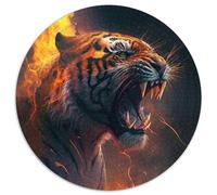 Fantasy Tiger Puzzle für Erwachsene, 1000 runde Papppuzzles, anspruchsvolles DIY-Denkspiel, interaktive Familienaktivität, 1000 Teile (67,5x67,5cm)