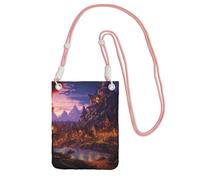 Fantasy Town - Borsa a tracolla per telefono da donna e uomo, impermeabile, mini borsa a tracolla con tracolla regolabile, da viaggio, per cellulare, da cintura, rosa, taglia unica