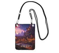 Fantasy Town Borsa a tracolla per telefono per donne e uomini, impermeabile, mini borsa a tracolla per cellulare, piccola borsa a tracolla con tracolla regolabile, da viaggio, per telefono cellulare