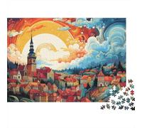 Fantasy Town Landscape Puzzle Da 1000 Pezzi Rainbow Town Art in Cartone Per Bambini 12+ Adolescenti Educativo Allenare La Mente Tempo Libero Interlocking 52x38cm/1000pcs