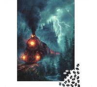 Fantasy Train Journey Recycled Cardboard Eco-Friendly Haunted Train at Night Jigsaw for Adult, Relaxing Stress Relief, For Wall Decoration And Gifts, Puzzle for Adults 70x50cm/1000pcs