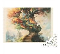 Fantasy Tree Castle Colourful Whimsical Treehouse 1000 Pcs Jigsaw for Adults & Kids Unique Challenging Fun Activity 52x38cm/1000pcs