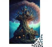 Fantasy Tree Castle Recycled Cardboard Material Magical Tree House Jigsaw Puzzle for Adults, Anxiety Reducer, For Wall Decoration & Gifts, for Puzzle Lovers 52x38cm/1000pcs