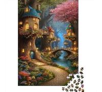 Fantasy Tree Houses Recycled Cardboard Sheets Fairy Treehouse Puzzles for Adult, Decompression Educational Game, For Wall Decoration And Gifts, Housewarming Gift for Puzzle Fans 52x38cm/1000pcs