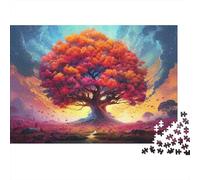 Fantasy Tree Landscape Colourful Fiery Sunset Tree 1000 Pcs Puzzle Adults And Children Beautifully Illustrated 70x50cm/1000pcs