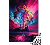 Fantasy Tree Landscape Recycled Cardboard Pieces Neon Colorful Tree Puzzles for Adult, Decompression Educational Game, Wall Decoration And Gifts, Educational Puzzle 52x38cm/1000pcs