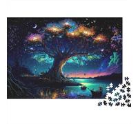 Fantasy Tree Night Sky Puzzle for Adults & Kids: Starry Arch over Lake 1000Pc Educational Games for Wall Decor 52x38cm/1000pcs