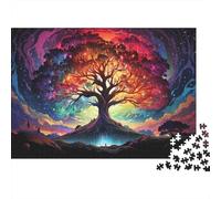 Fantasy Tree Paesaggio 1000 Pezzi Birthday Regalo Puzzle per Adulti Arcobaleno Tree Cosmico Sky Sunset Premium Spesso Robusto Vivido Impegnativo Rilassante 52x38cm/1000 Pezzi