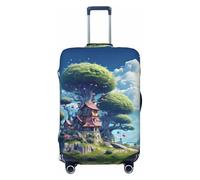Fantasy Treehouse Planet Scene Travel Luggage Covers - Elasticità Valigie Coperture Protettive per bagagli 45-81 cm, Nero , M