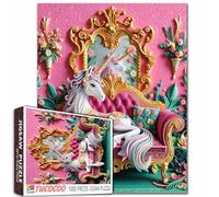 Fantasy Unicorn Puzzle da 1000 pezzi per adulti divano rosa stravagante creatura magica puzzle vibrante arte decorativa animale puzzle impegnativo per la decorazione della parete della casa regalo