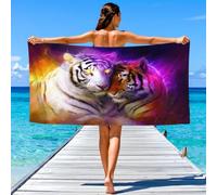 Fantasy Unique - Telo mare extra large 200 x 100 cm, in microfibra, senza sabbia, ad asciugatura rapida, Avant-Garde, motivo: animali selvatici, astratti, tigri, ideale come regalo per le vacanze per