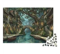 Fantasy Village Canal Colourful Forest River Nymph 1000 Pieces Puzzle for Adults Unique Classic Educational Games 52x38cm/1000pcs