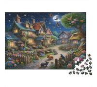 Fantasy Village Night 1000Pc Challenging Puzzle: Cozy Village with Animals at Night for Adults Teens & Seniors Brainteasing Game 70x50cm/1000pcs
