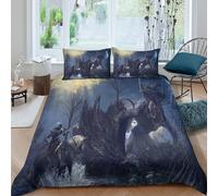 fantasy warriorcopripiumino microfibra Set di 3 Pezzi stampa 3D cerniera nascosta epic battle scene Set Di Copripiumino incluso federe per cuscini aiosa for bambini e adolescenti Double（200x200cm）