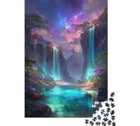 Fantasy Waterfall Scene Recycled Cardboard Eco-Friendly Aurora Falls Jigsaw Puzzle for Adults, Anxiety Reducer, for Wall Decoration And Gifts, Puzzle 38x26cm/1000pcs